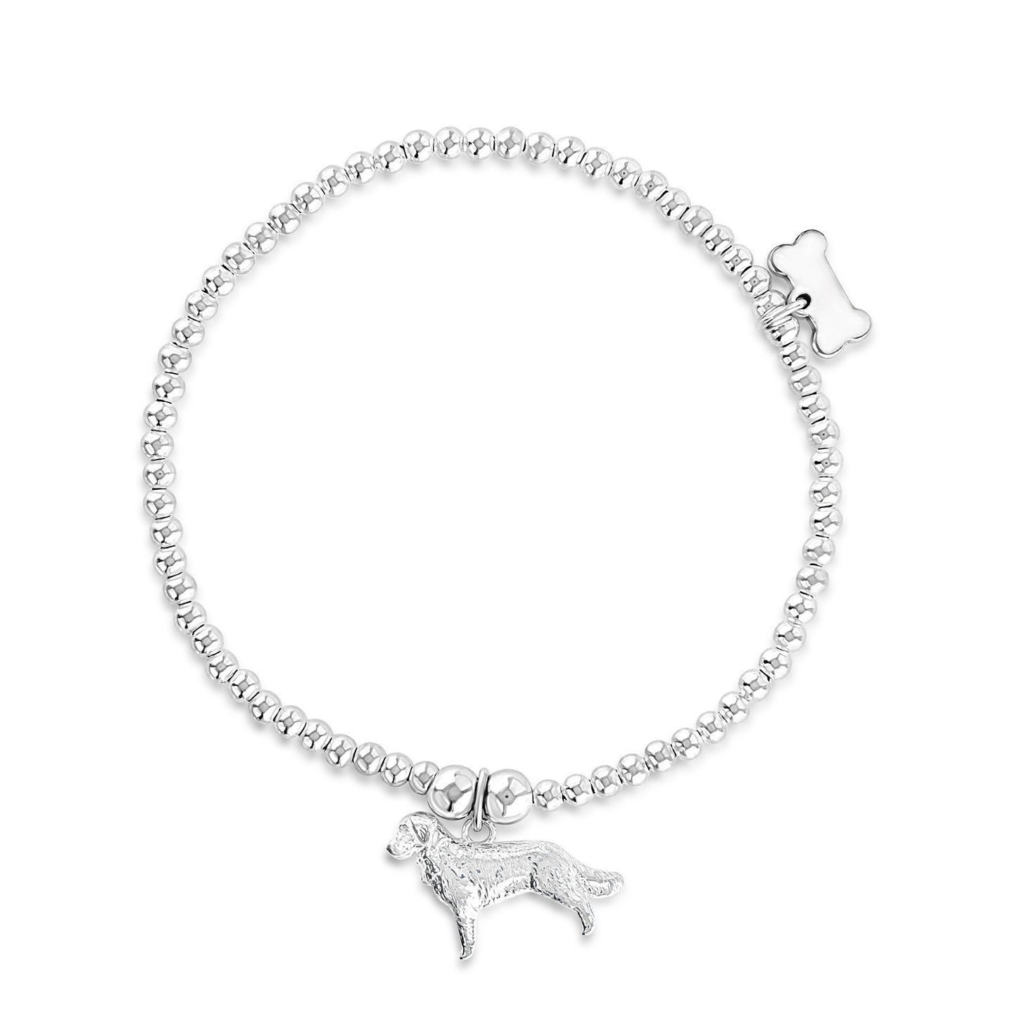 Golden Retriever Silver Ball Bead Bracelet - Personalised