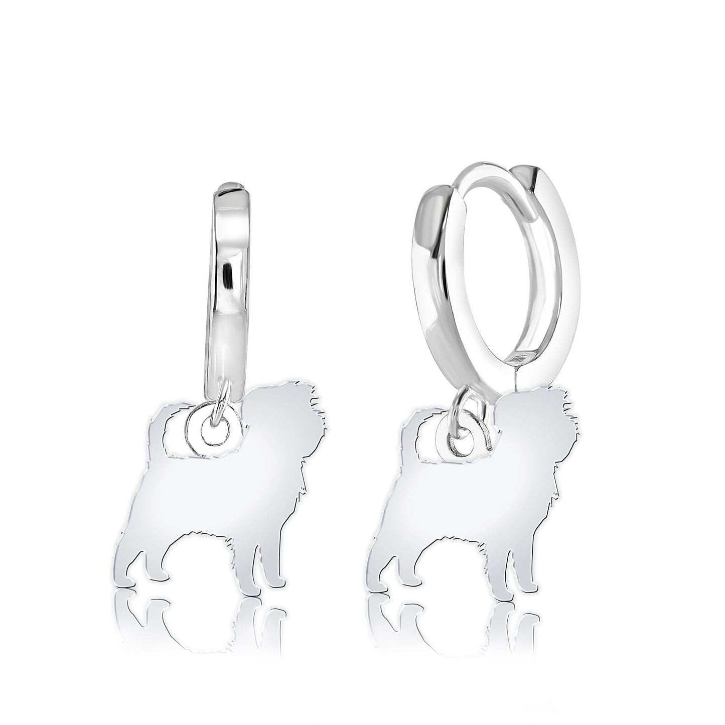 Affenpinscher Silhouette Silver Earrings - MYLEE London