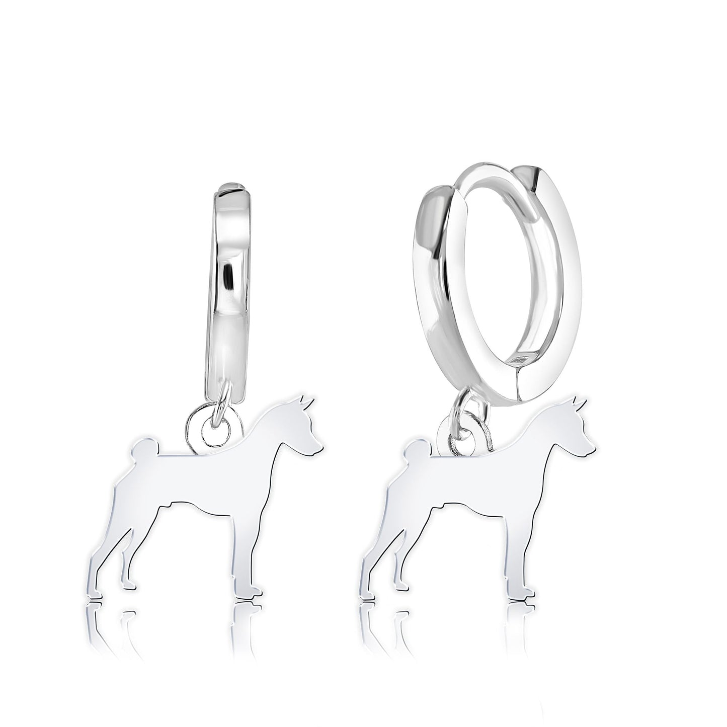 Basenji Silhouette Silver Earrings - MYLEE London
