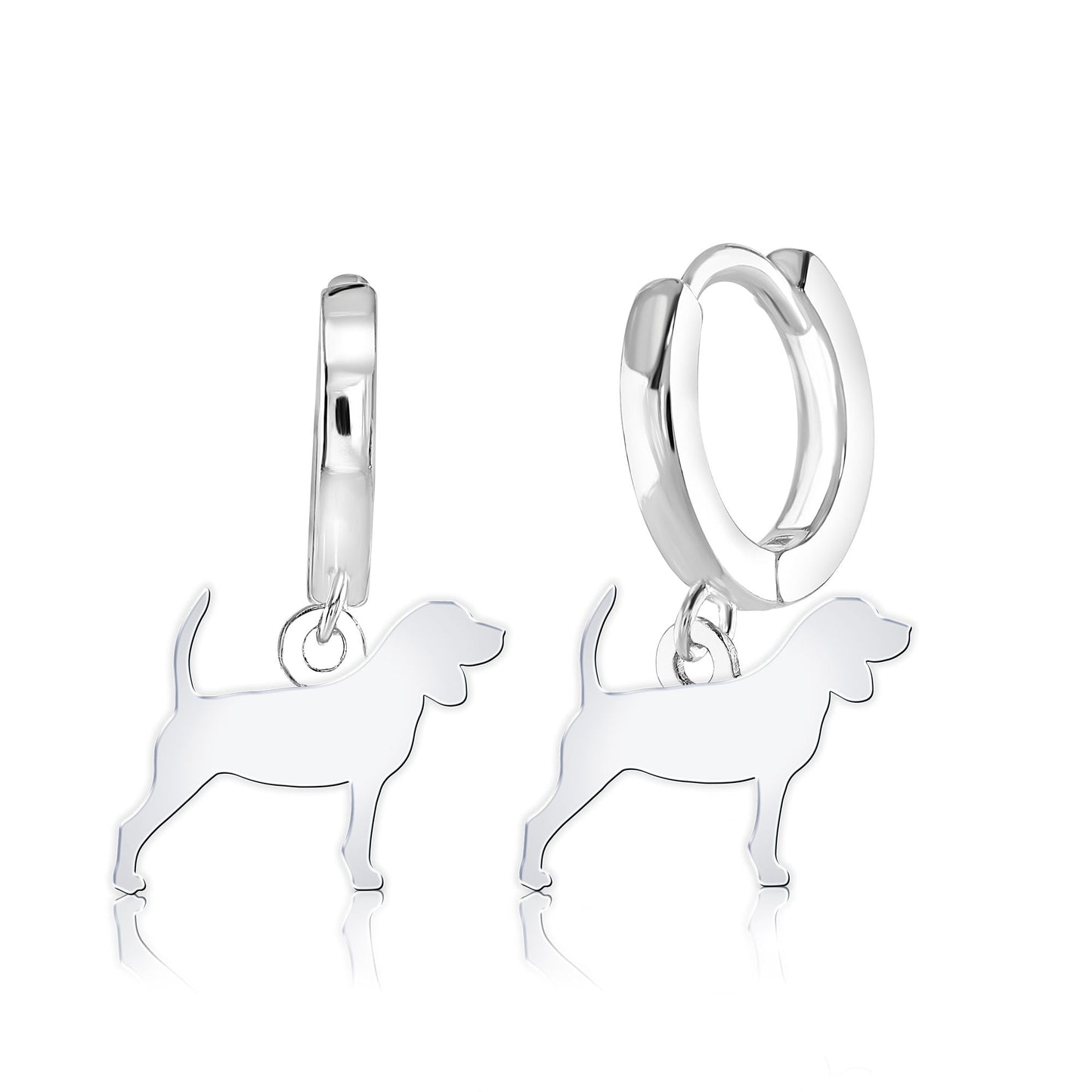 Beagle Silhouette Silver Earrings - MYLEE London