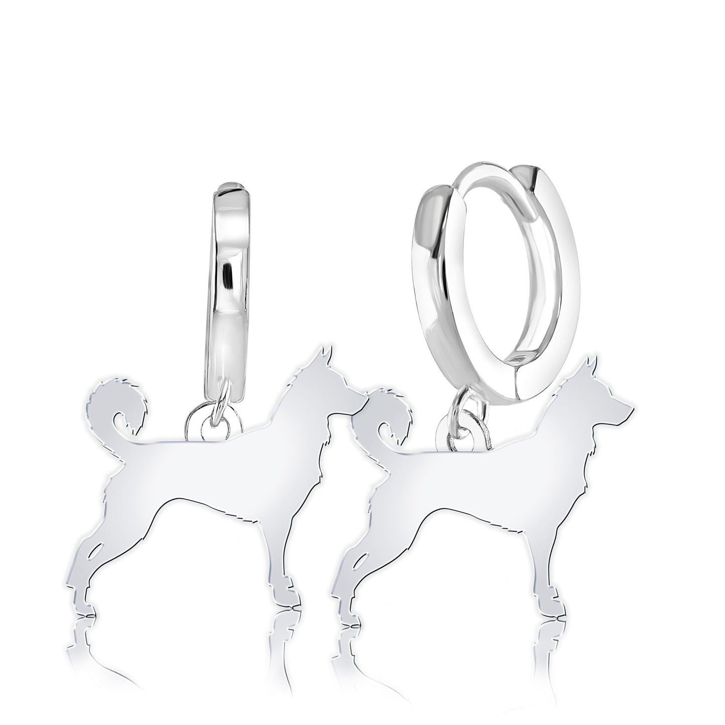 Canaan Dog Silhouette Silver Earrings - MYLEE London