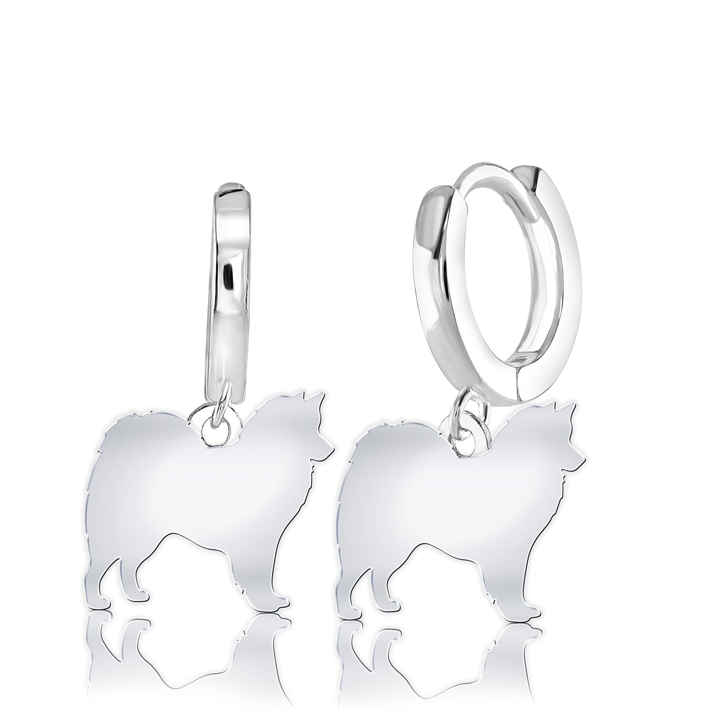 Canadian Eskimo Dog Silhouette Silver Earrings - MYLEE London