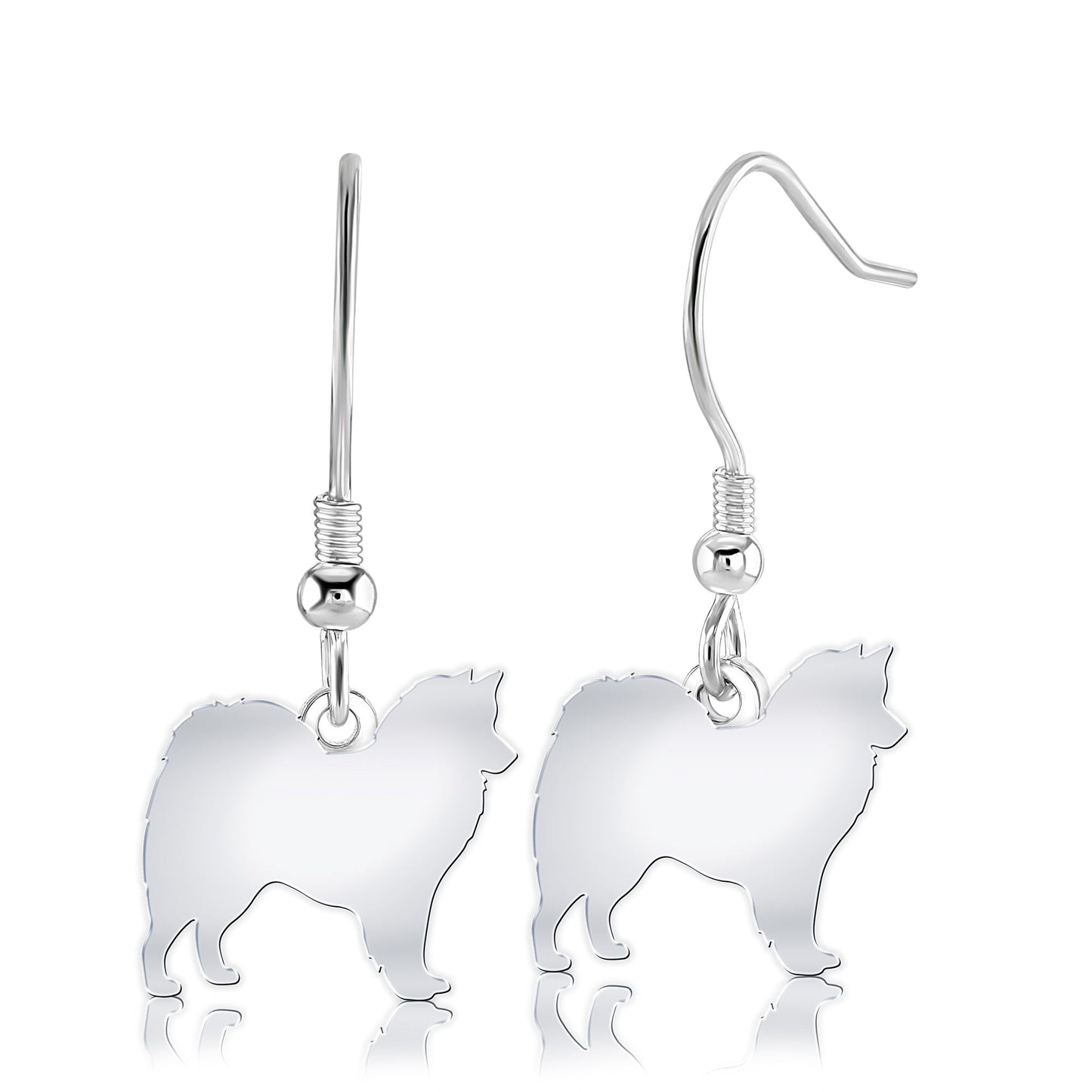 Canadian Eskimo Dog Silhouette Silver Earrings - MYLEE London