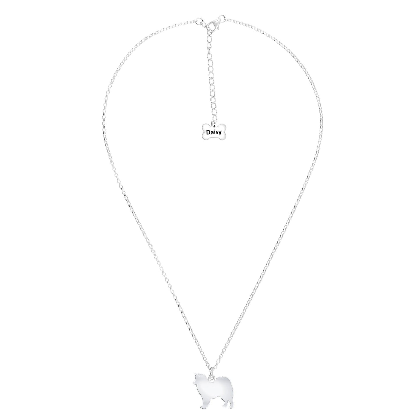 Canadian Eskimo Dog Silhouette Silver Necklace - Personalised - MYLEE London