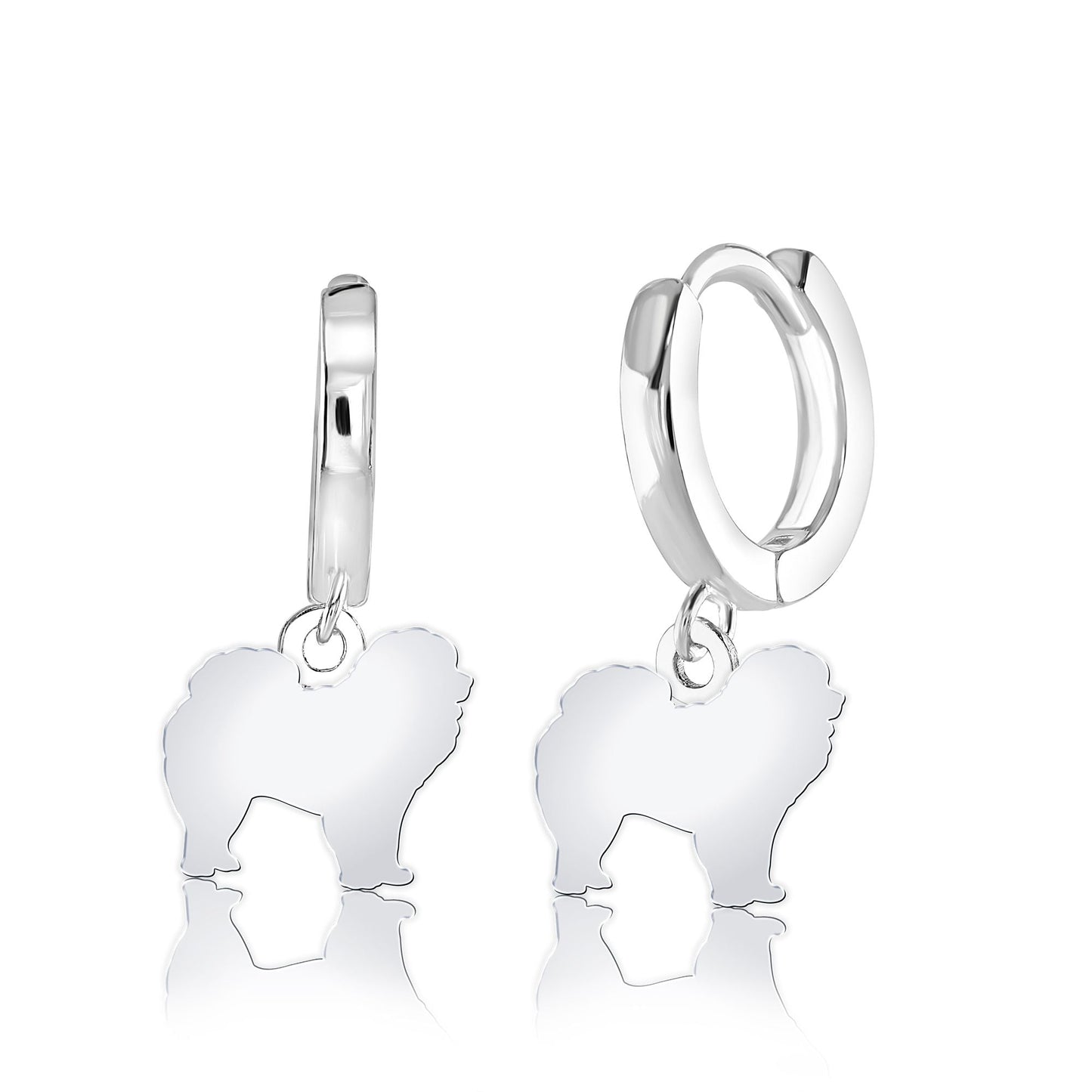 Chow Chow Silhouette Silver Earrings - MYLEE London