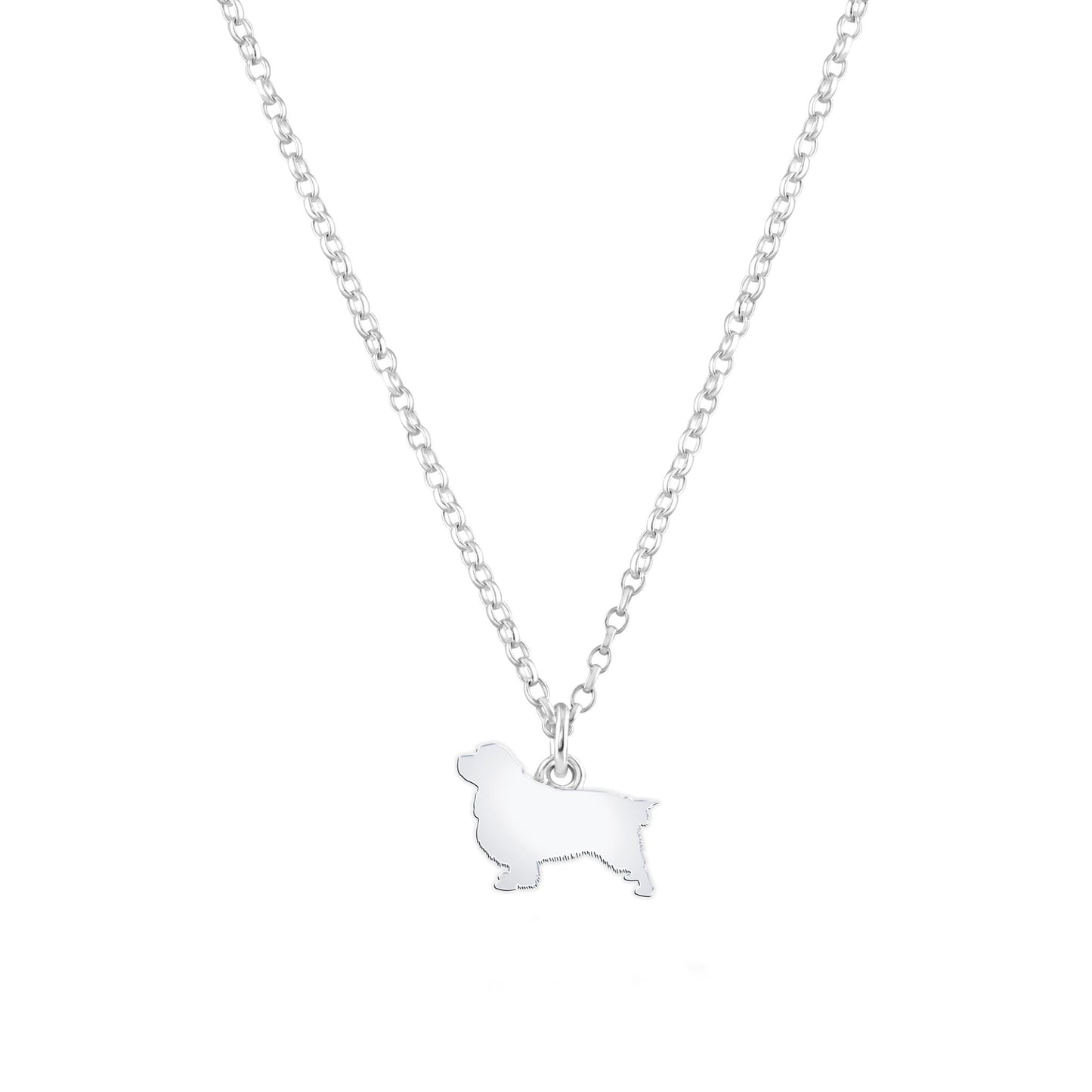 Clumber Spaniel Silhouette Silver Necklace - Personalised - MYLEE London