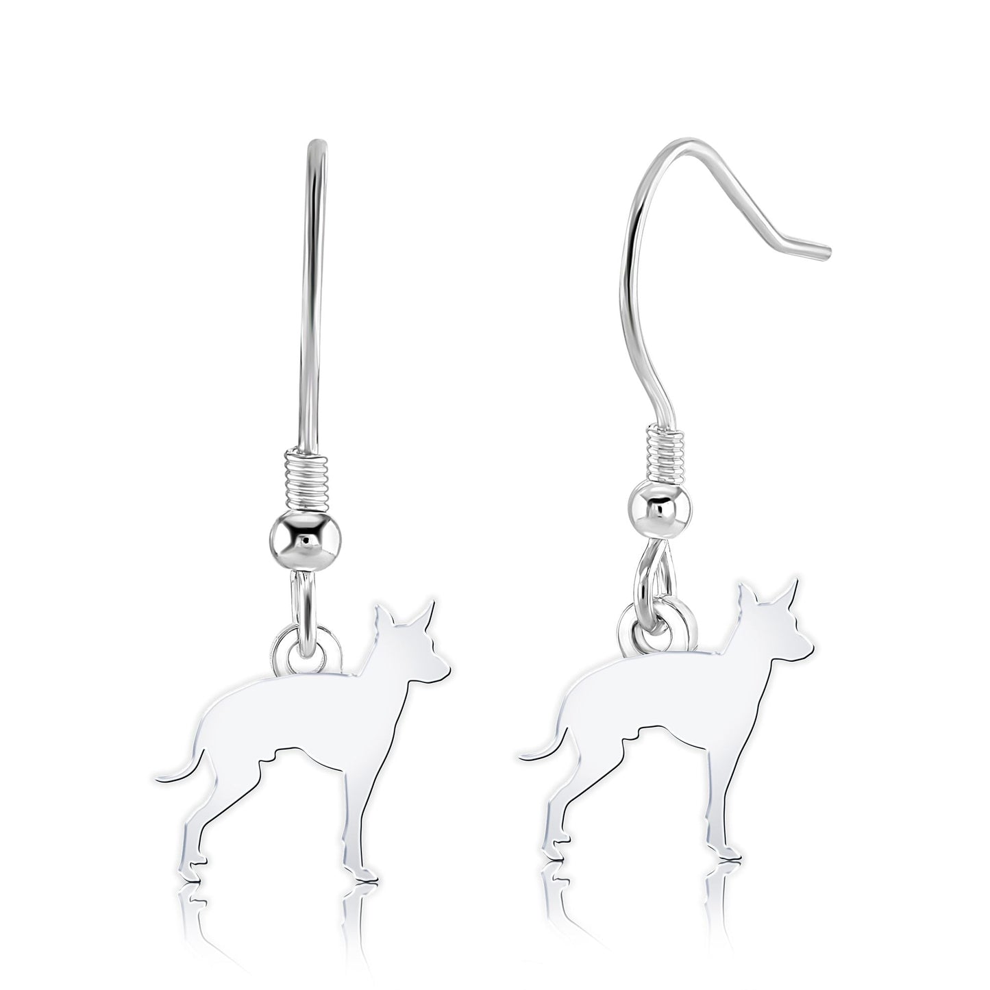 English Toy Terrier Silhouette Silver Earrings - MYLEE London