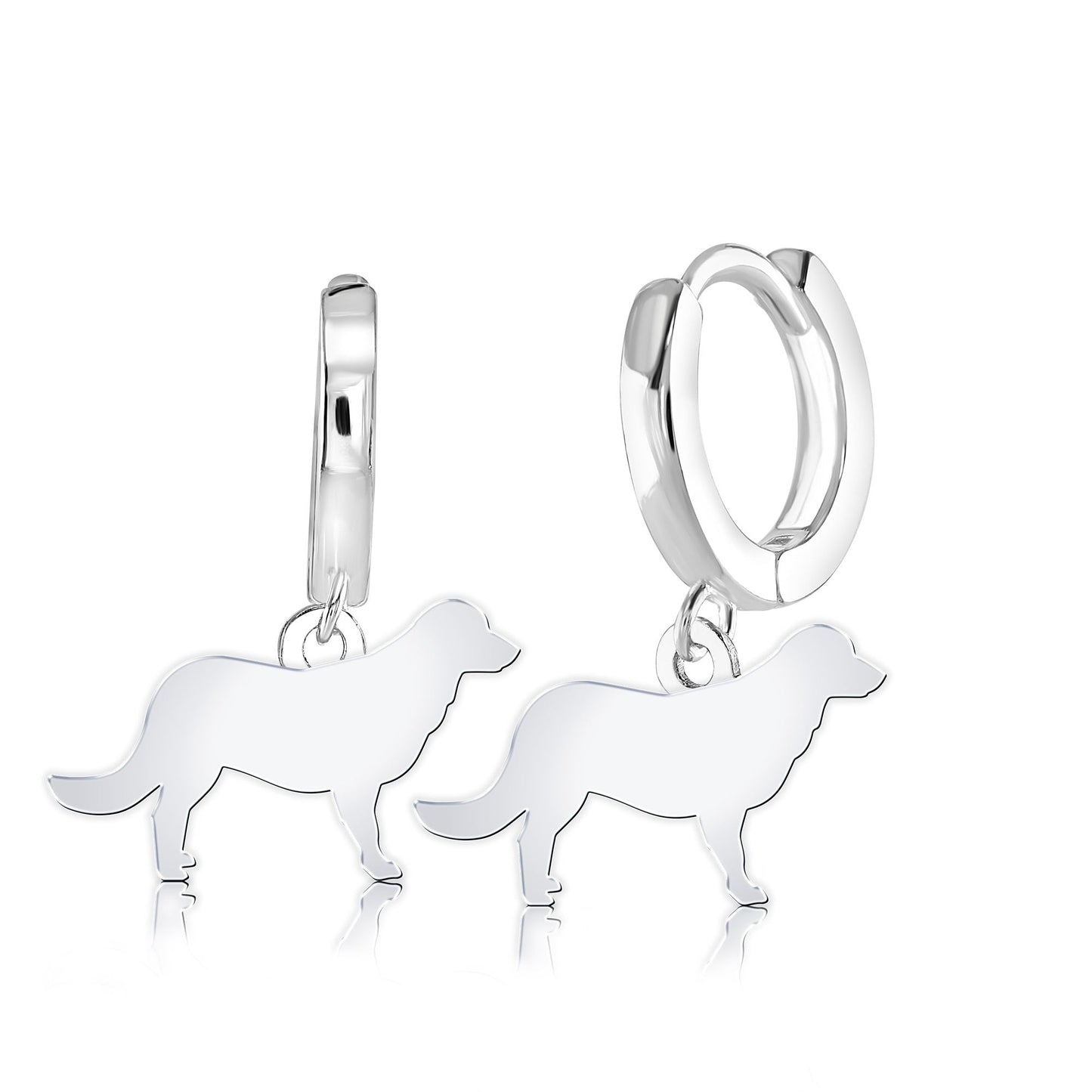 Flat - Coated Retriever Silhouette Silver Earrings - MYLEE London