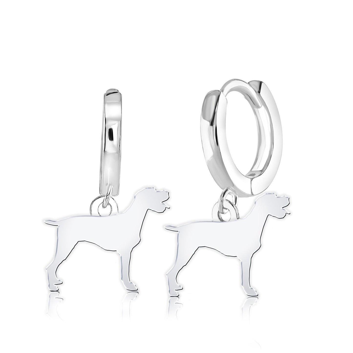 German Longhaired Pointer Silhouette Silver Earrings - MYLEE London