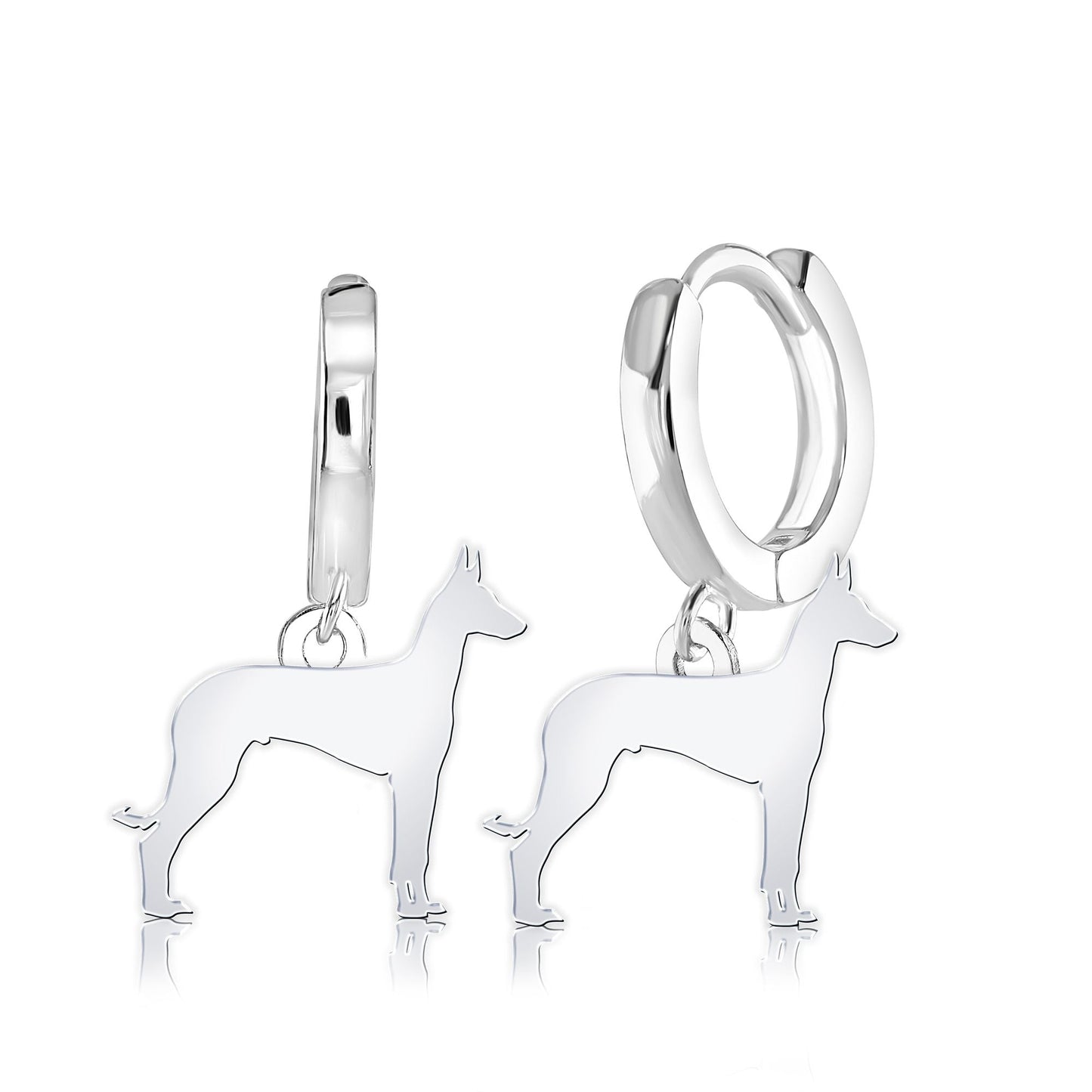 Ibizan Hound Silhouette Silver Earrings - MYLEE London