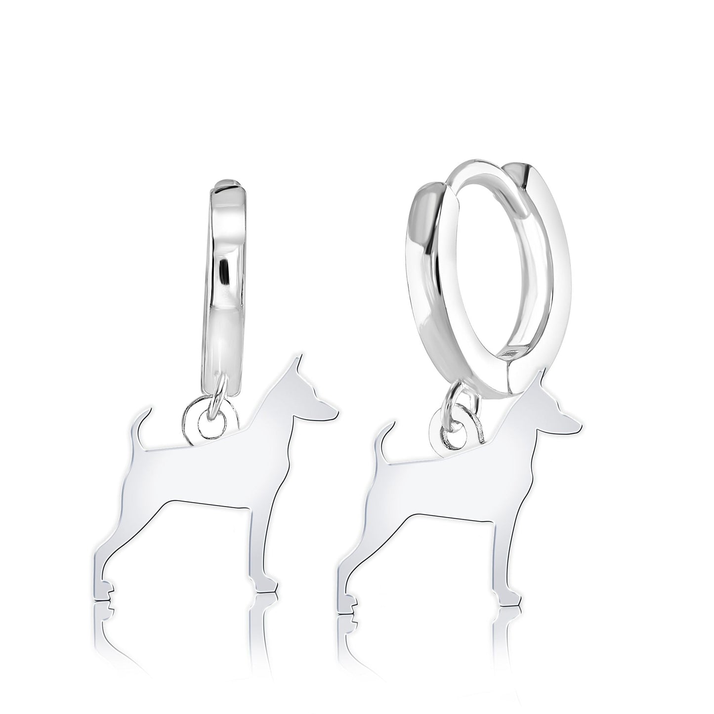 Miniature Pinscher Silhouette Silver Earrings - MYLEE London
