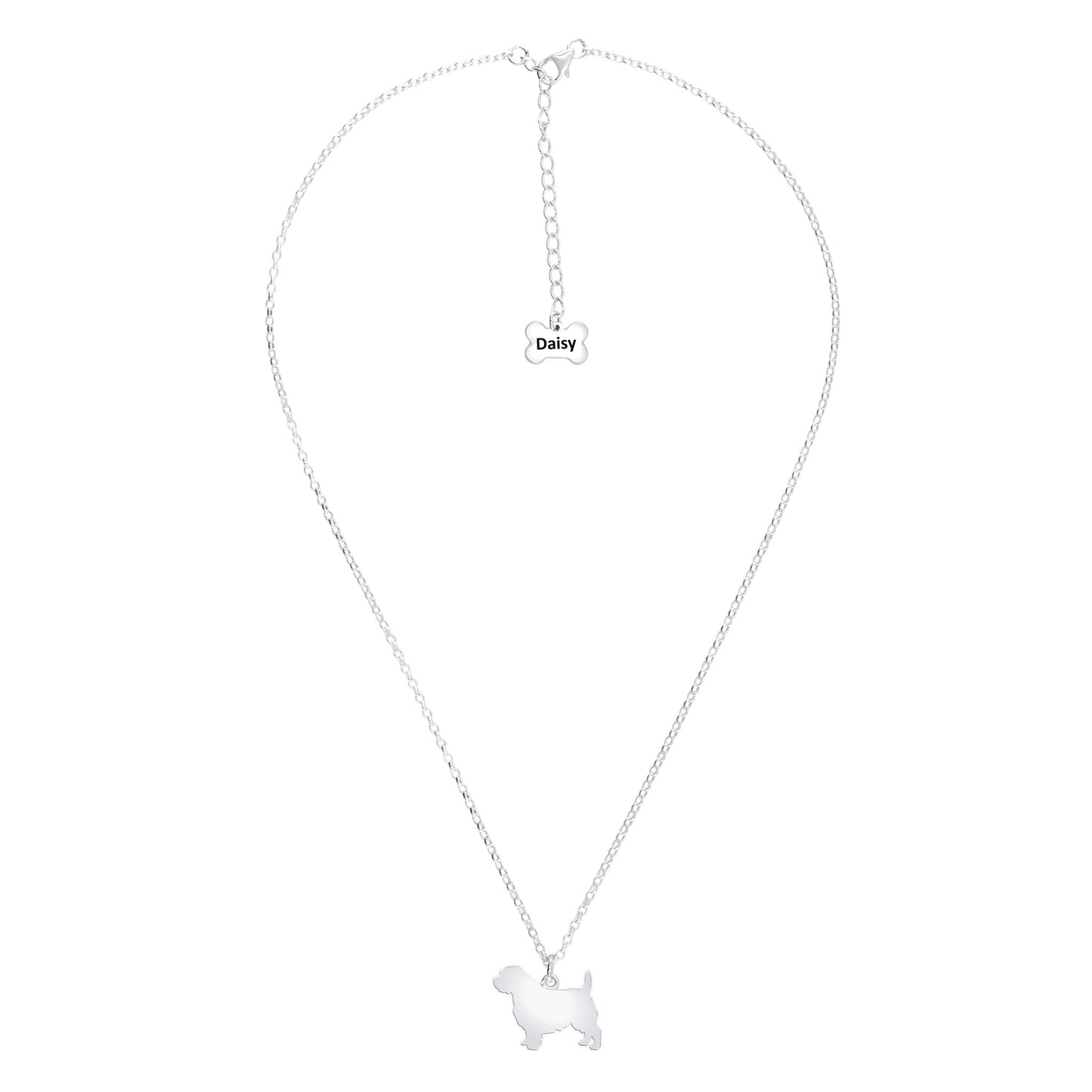 Norfolk Terrier Silhouette Silver Necklace - Personalised - MYLEE London