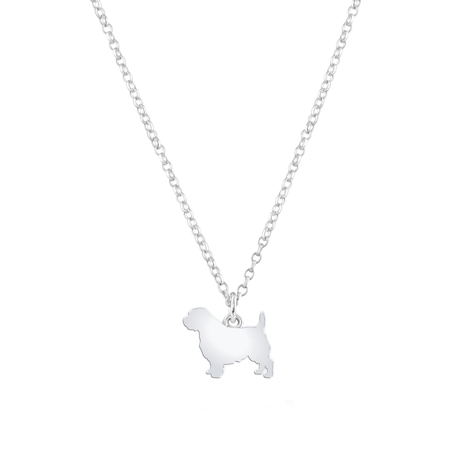 Norfolk Terrier Silhouette Silver Necklace - Personalised - MYLEE London