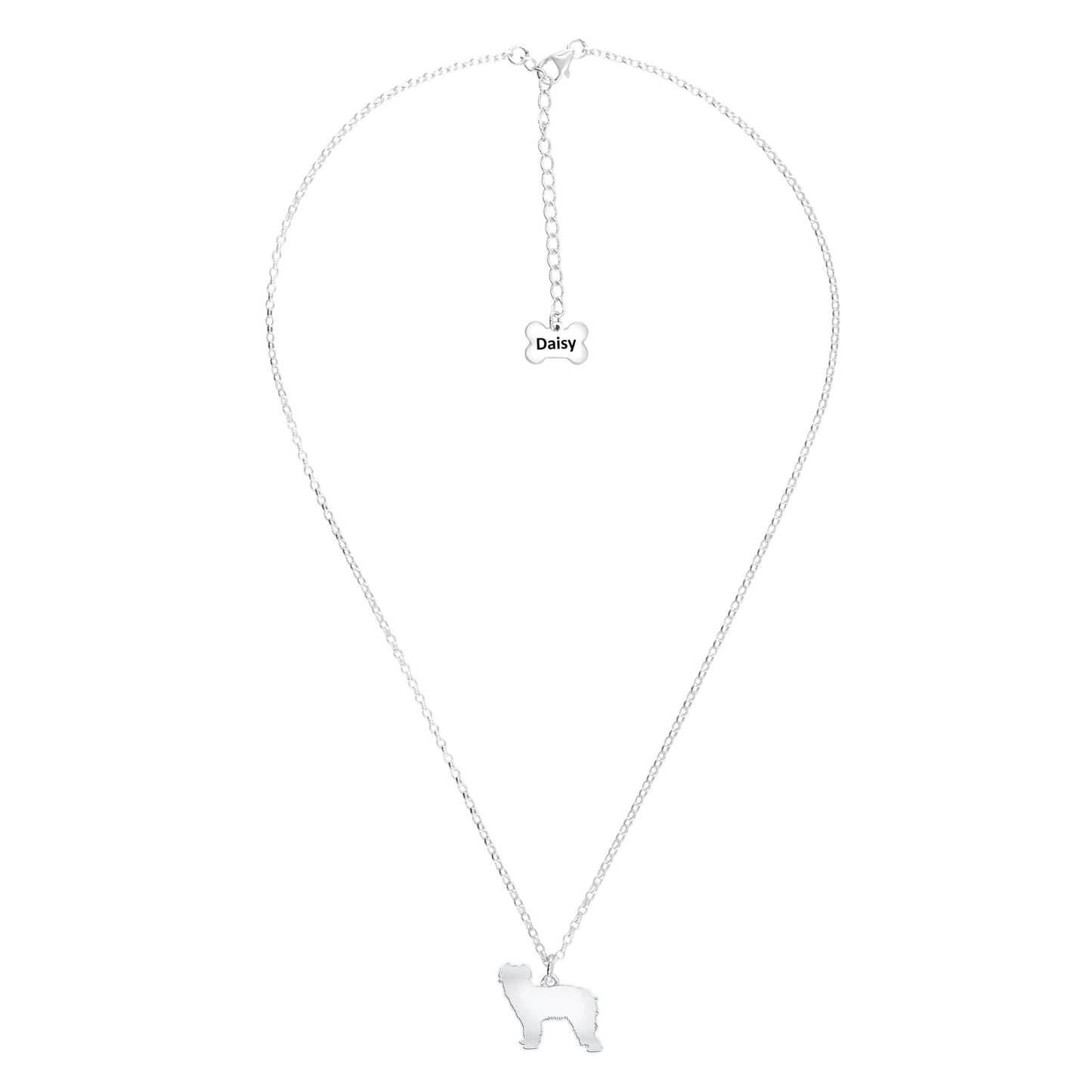 Pyrenean Sheepdog Silhouette Silver Necklace - Personalised - MYLEE London