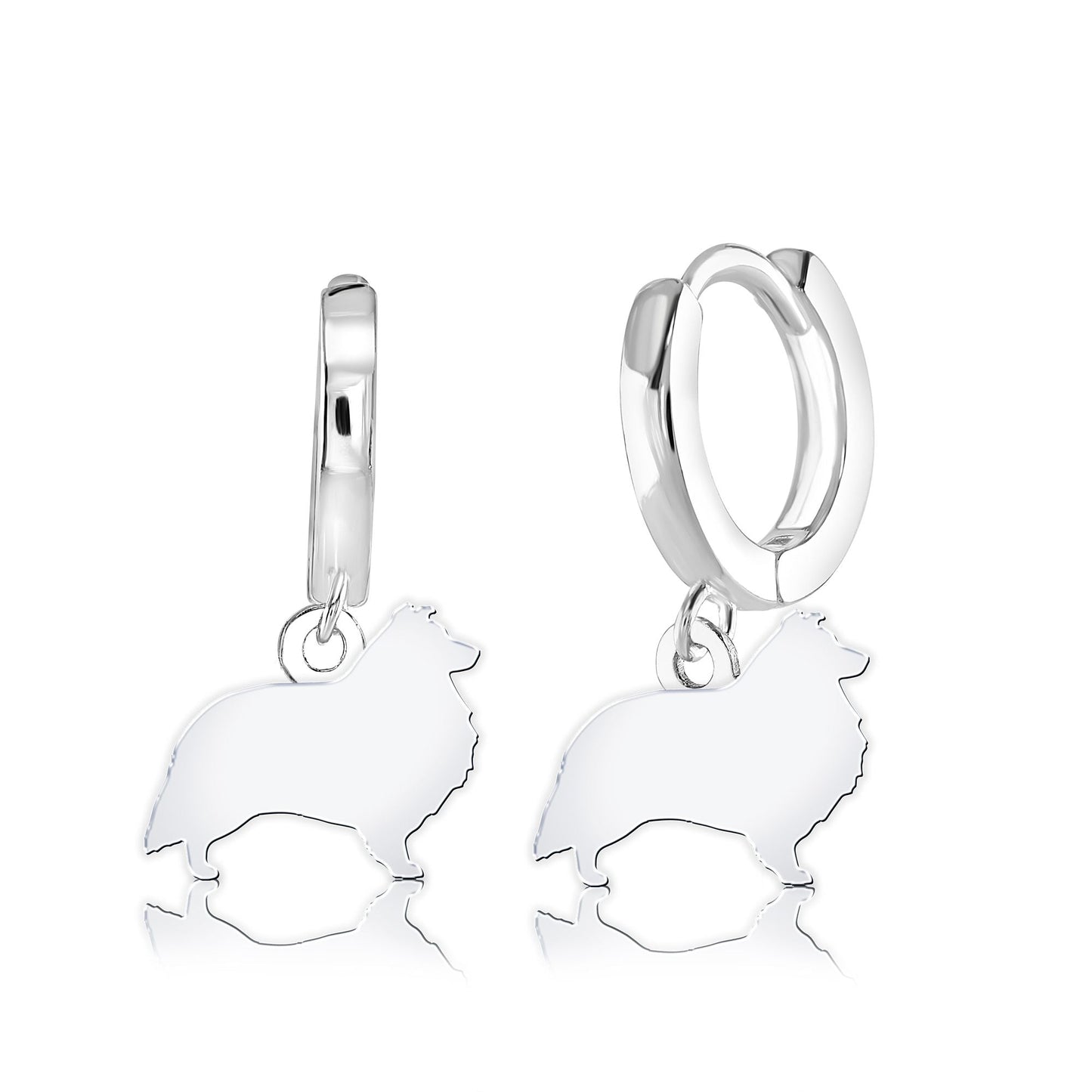 Shetland Sheepdog Silhouette Silver Earrings - MYLEE London