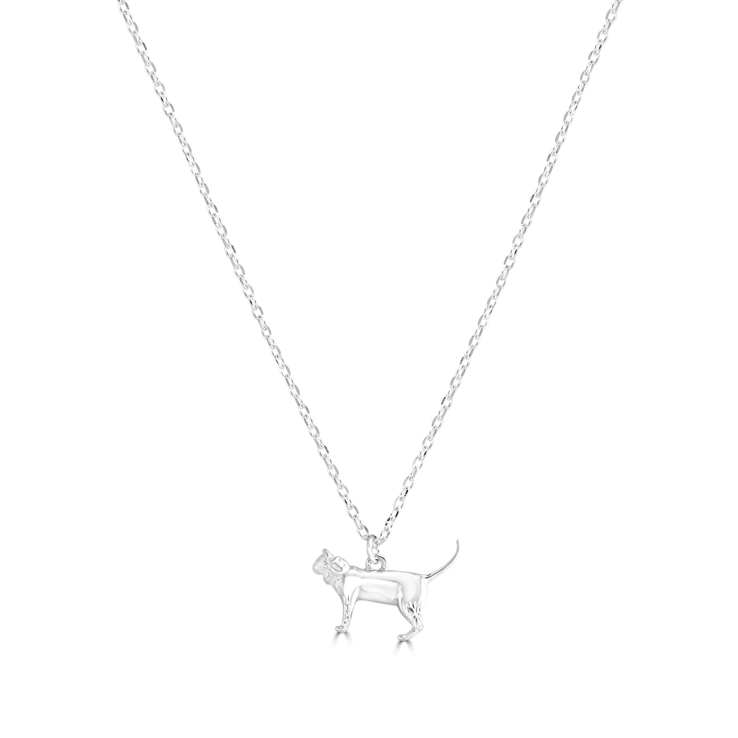 Short - Haired Cat Silver Necklace - Personalised - MYLEE London