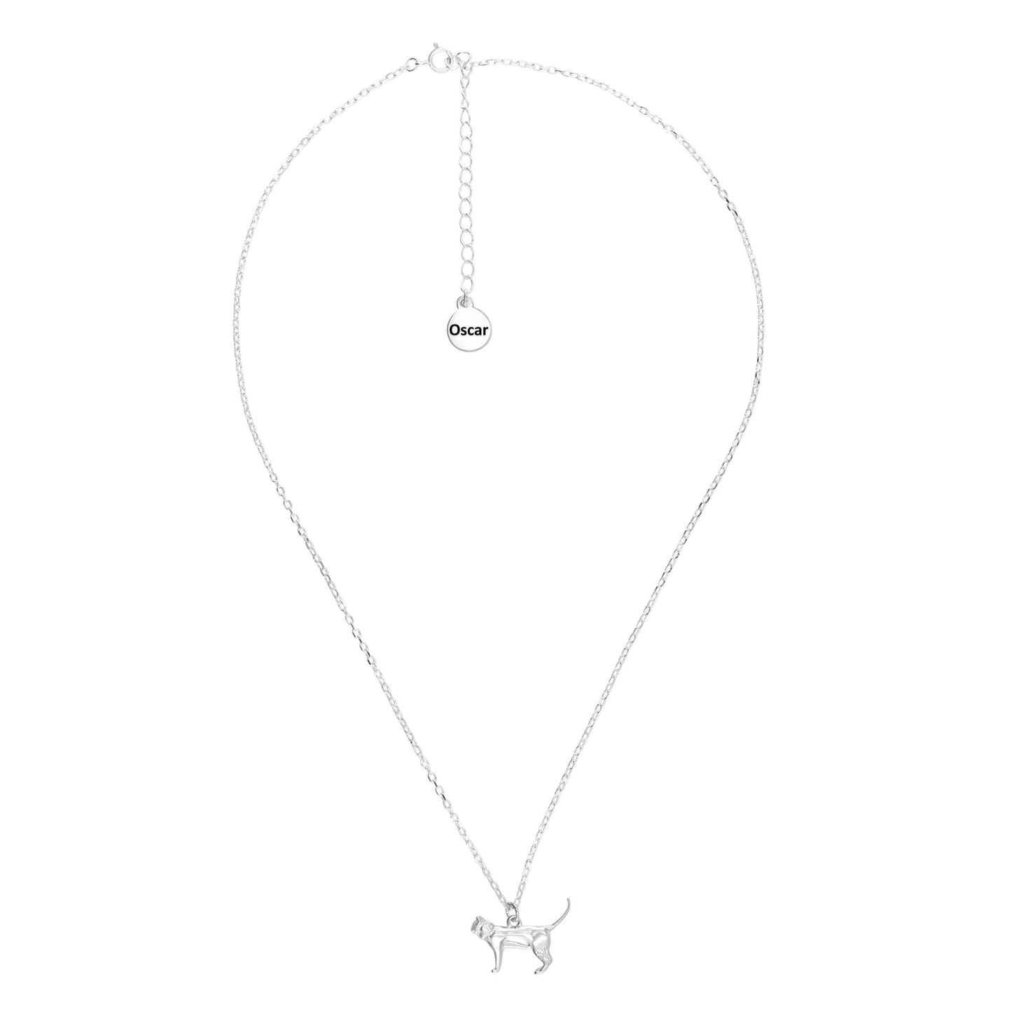 Short - Haired Cat Silver Necklace - Personalised - MYLEE London