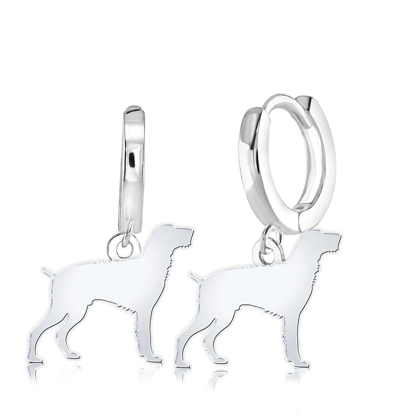 Slovakian Rough Haired Pointer Silhouette Silver Earrings - MYLEE London