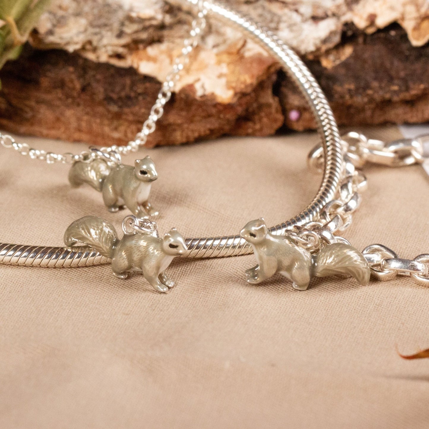 Squirrel Necklace - Enamelled Sterling Silver - MYLEE London