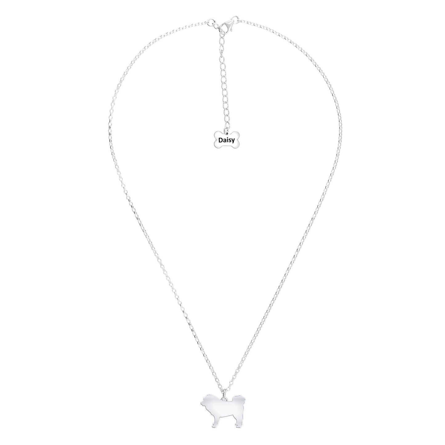 Tibetan Mastiff Silhouette Silver Necklace - Personalised - MYLEE London
