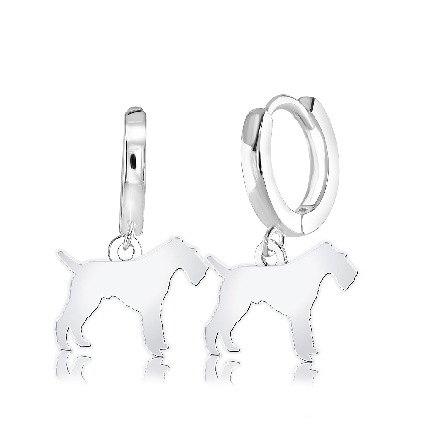 Wire Fox Terrier Silhouette Silver Earrings - MYLEE London