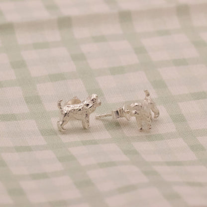 3D Cockapoo Silver Stud Earrings - MYLEE London