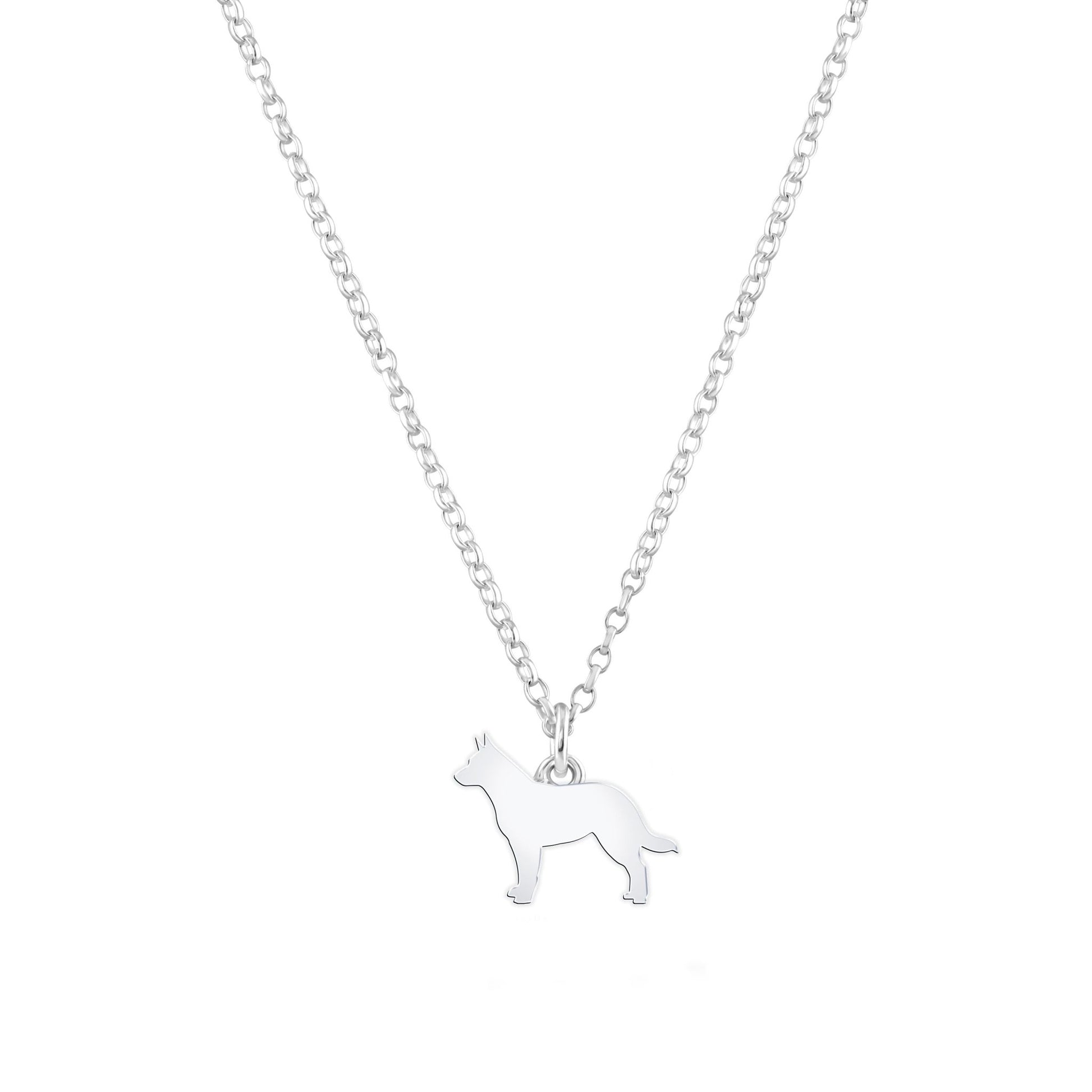Australian Cattle Dog Silhouette Silver Necklace - Personalised - MYLEE London