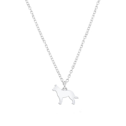 Australian Cattle Dog Silhouette Silver Necklace - Personalised - MYLEE London