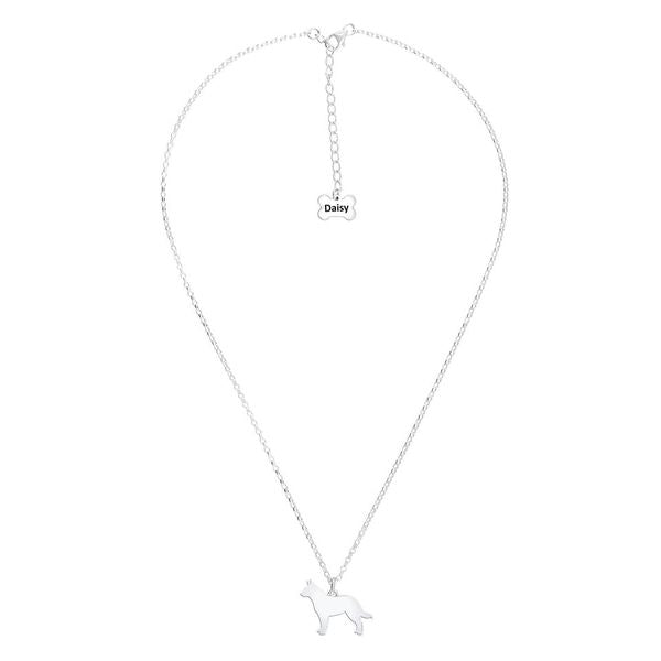 Australian Cattle Dog Silhouette Silver Necklace - Personalised - MYLEE London