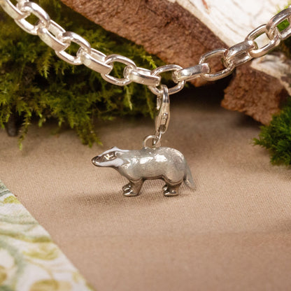 Badger Charm - Enamelled Sterling Silver - MYLEE London