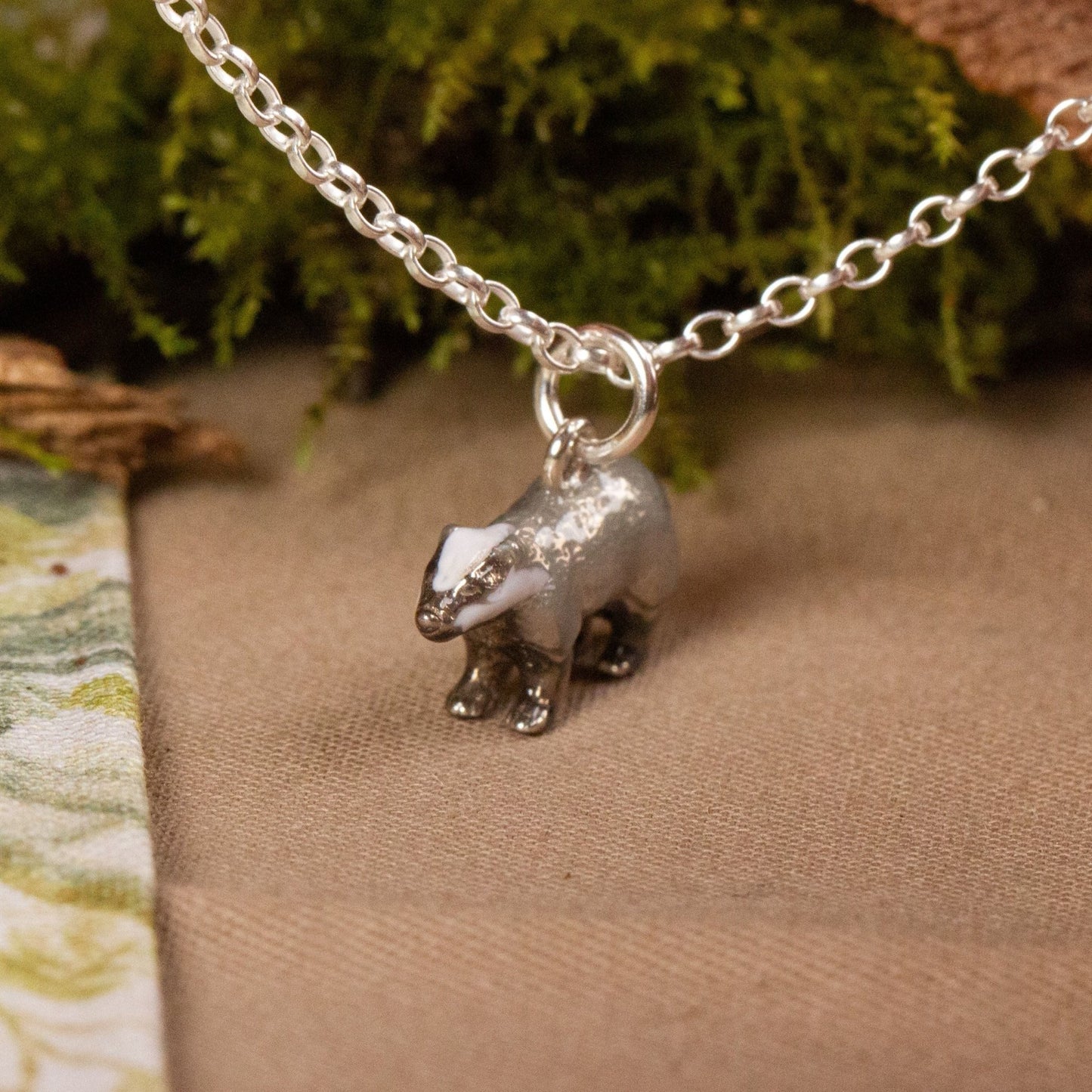 Badger Necklace - Enamelled Sterling Silver - MYLEE London