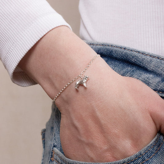 Border Collie Chain Bracelet - Personalised - Sterling Silver - MYLEE London