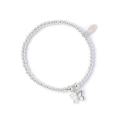 Butterfly on Silver Ball Bead Bracelet - MYLEE London