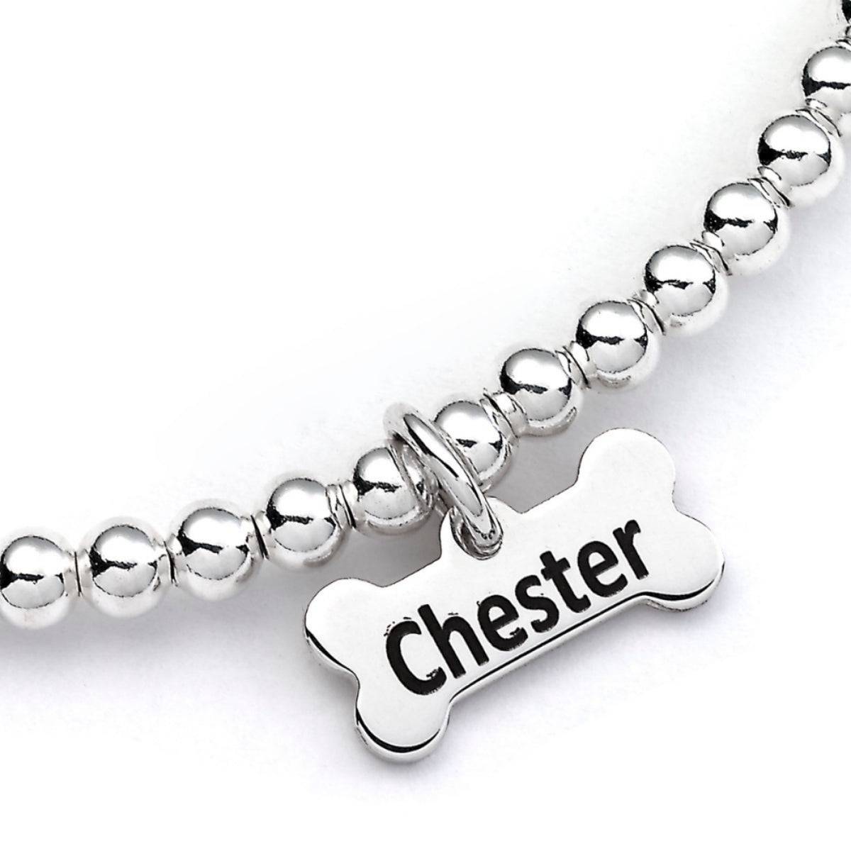 Chihuahua Silver Ball Bead Bracelet - Personalised - MYLEE London
