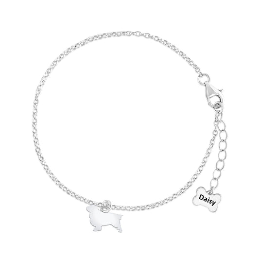 Clumber Spaniel Silhouette Silver Chain Bracelet - Personalised - MYLEE London