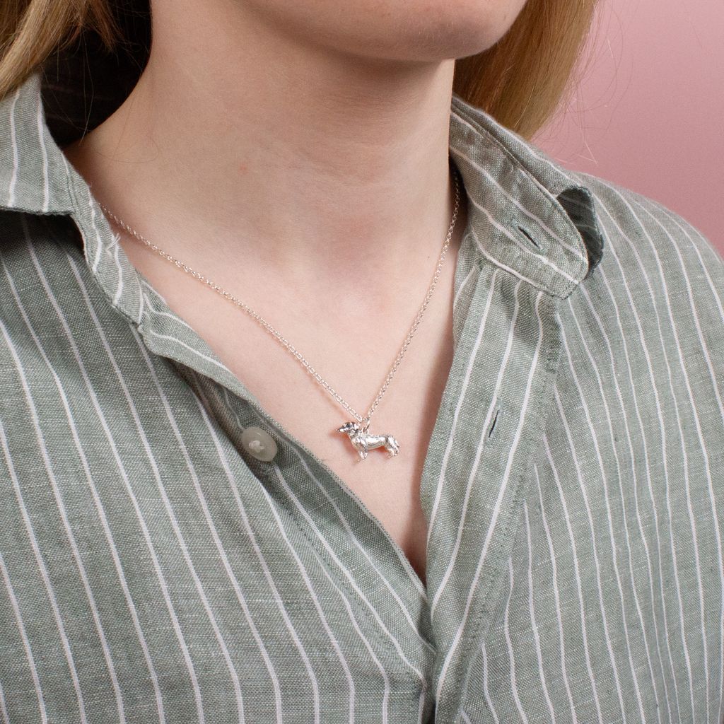 Dachshund Silver Necklace - Personalised - MYLEE London