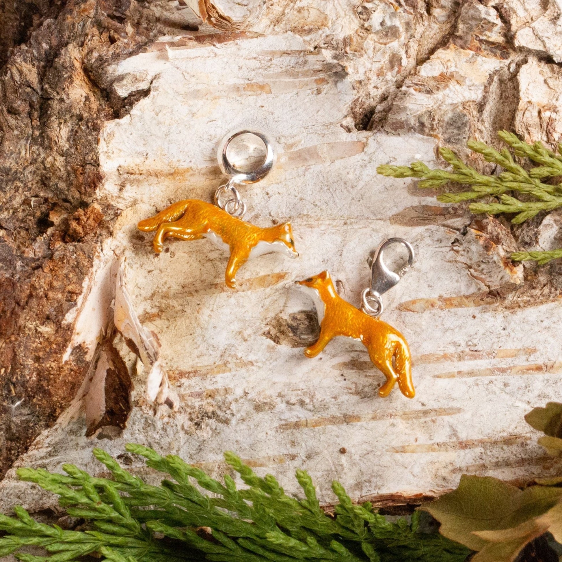 Fox Charm - Enamelled Sterling Silver - MYLEE London
