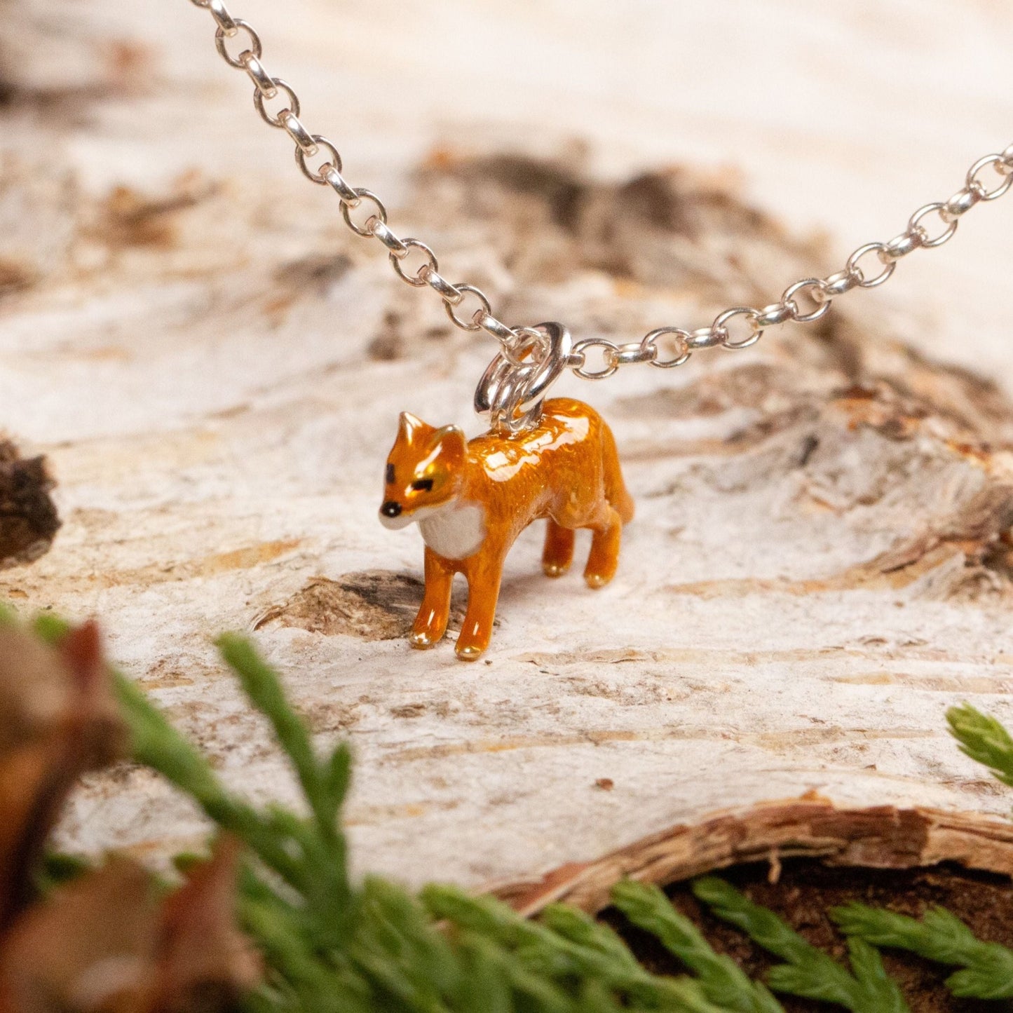 Fox Necklace - Enamelled Sterling Silver - MYLEE London