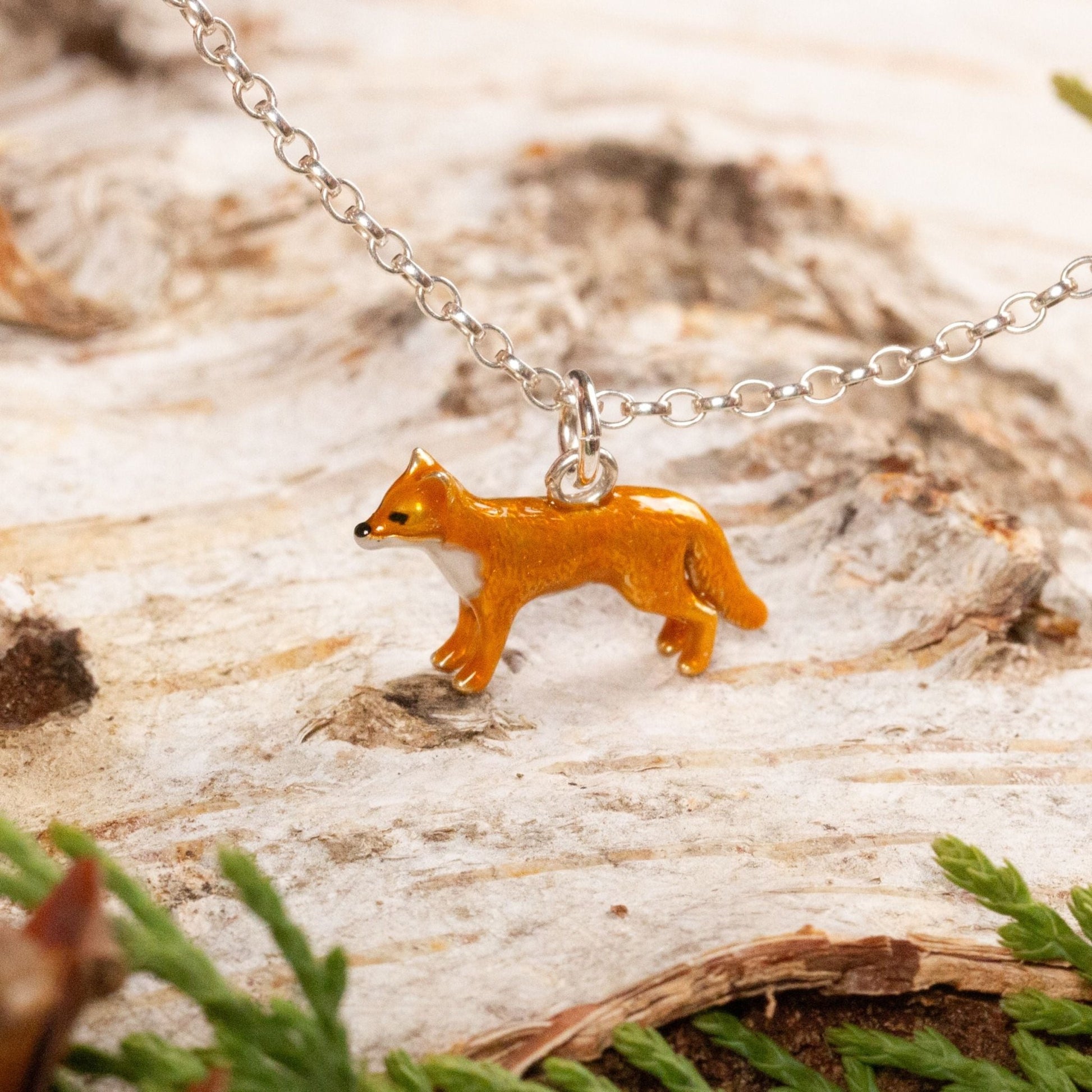 Fox Necklace - Enamelled Sterling Silver - MYLEE London