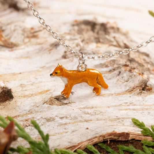 Fox Necklace - Enamelled Sterling Silver - MYLEE London