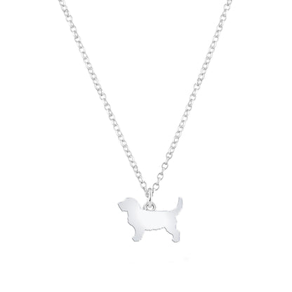 Griffon Fauve De Bretagne Silhouette Silver Necklace - Personalised - MYLEE London
