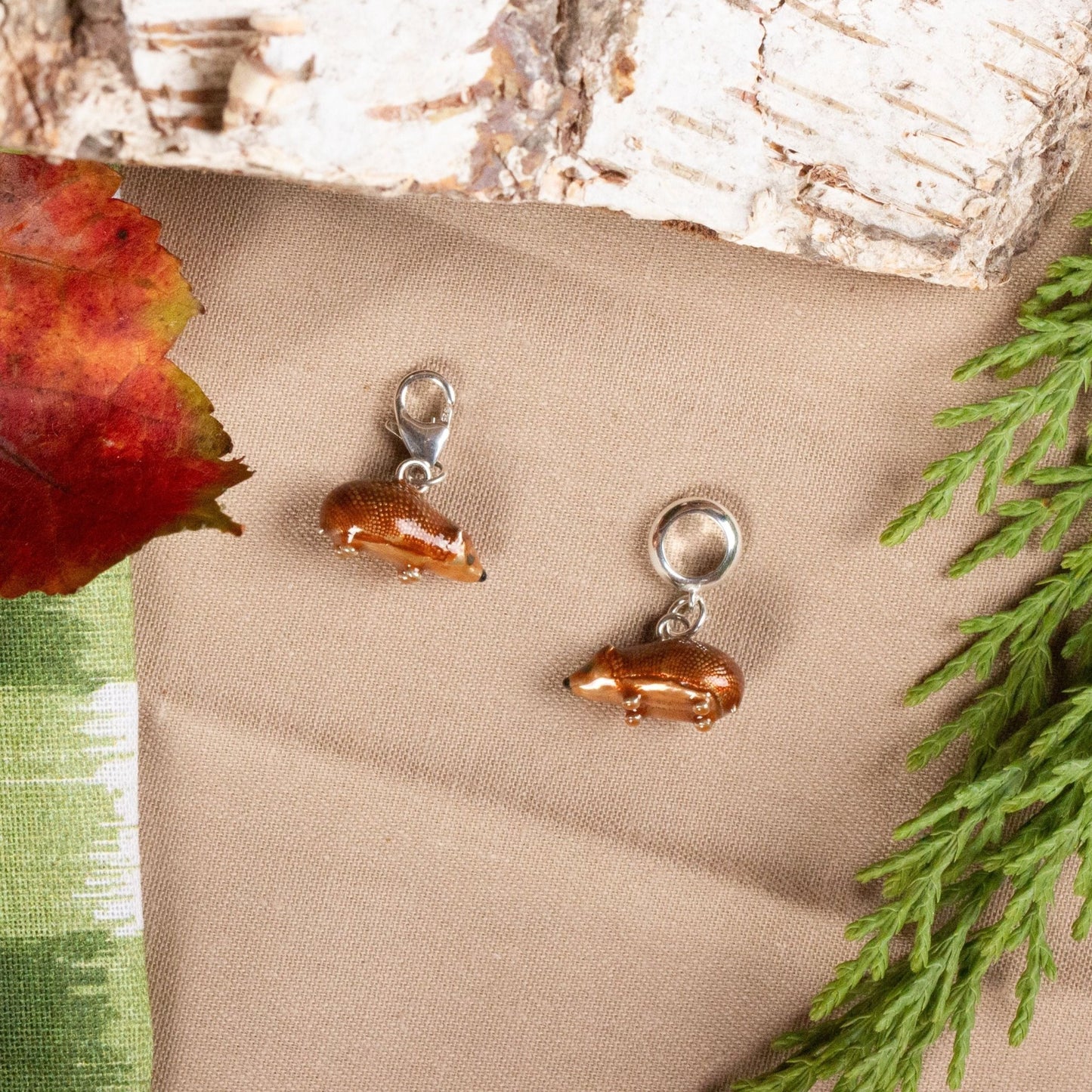 Hedgehog Charm - Enamelled Sterling Silver - MYLEE London