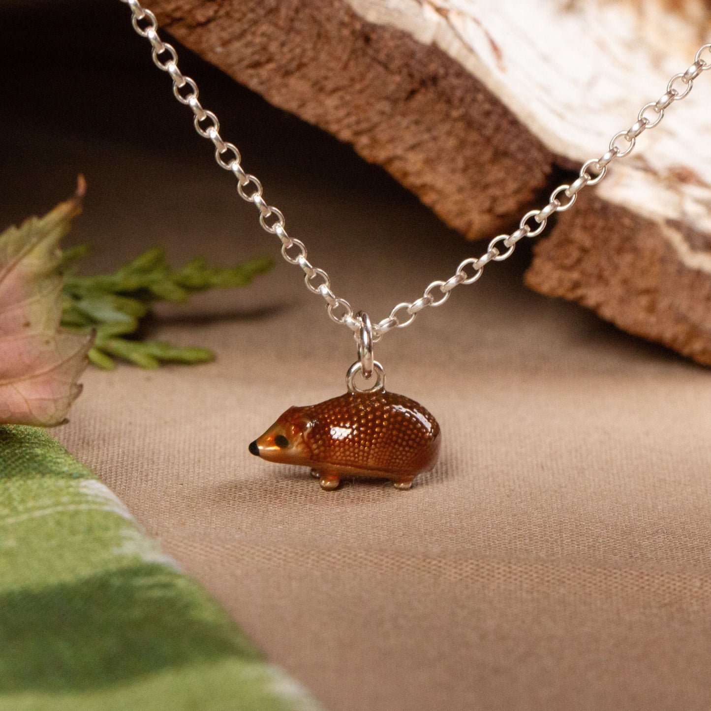 Hedgehog Necklace - Enamelled Sterling Silver - MYLEE London