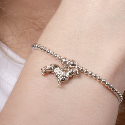 King Charles Spaniel Silver Ball Bead Bracelet - Personalised - MYLEE London