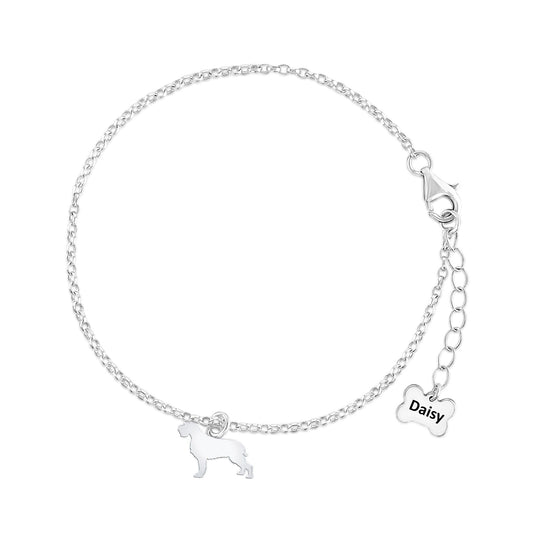 Korthals Griffon Silhouette Silver Chain Bracelet - Personalised - MYLEE London