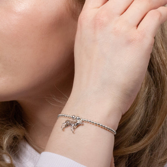 Labrador Silver Ball Bead Bracelet - Personalised - MYLEE London