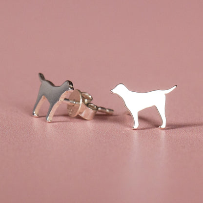 Labrador Silver Stud Earrings - MYLEE London