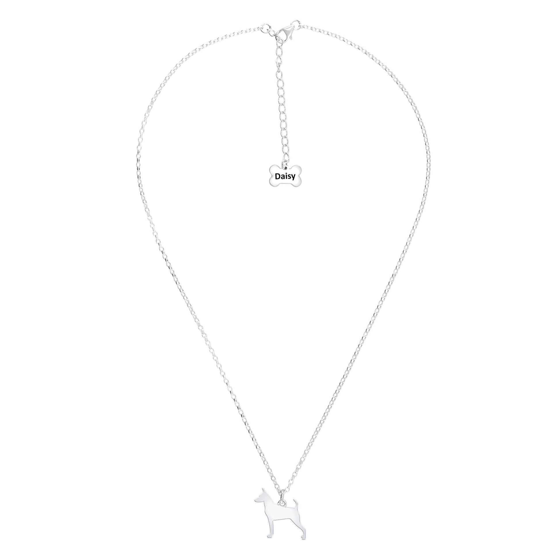 Miniature Pinscher Silhouette Silver Necklace - Personalised - MYLEE London