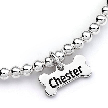 Pomeranian Silver Ball Bead Bracelet - Personalised - MYLEE London