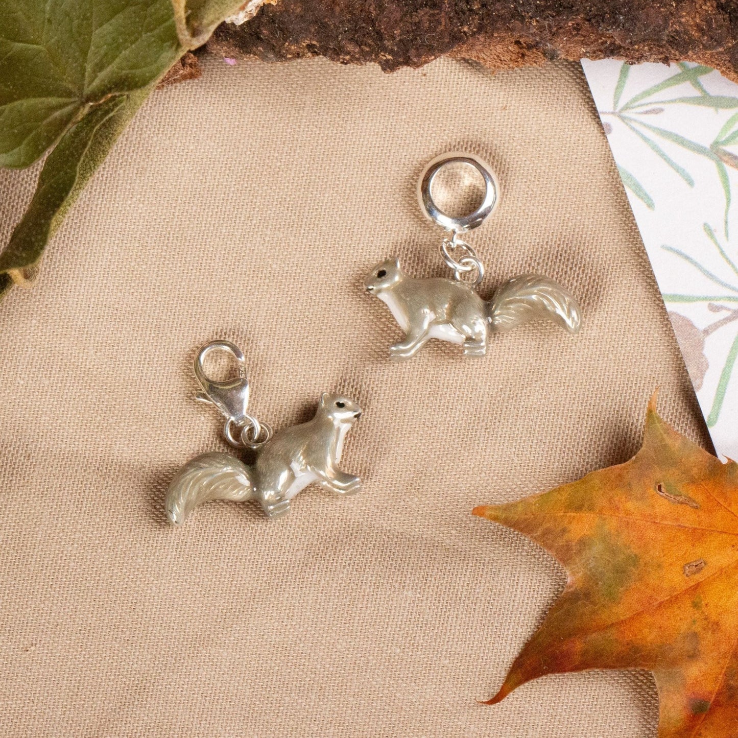 Squirrel Charm - Enamelled Sterling Silver - MYLEE London